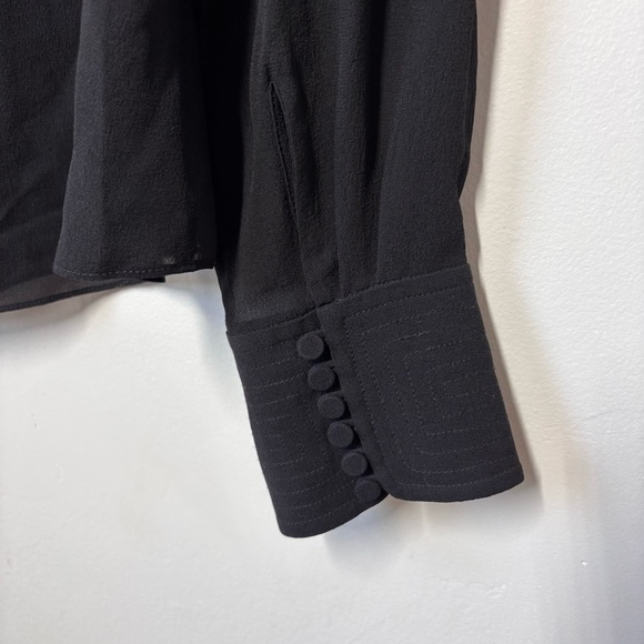 J. Crew  Womens M Black Silk Blouse Top Button Cuff Vintage Deadstock - Picture 6 of 12